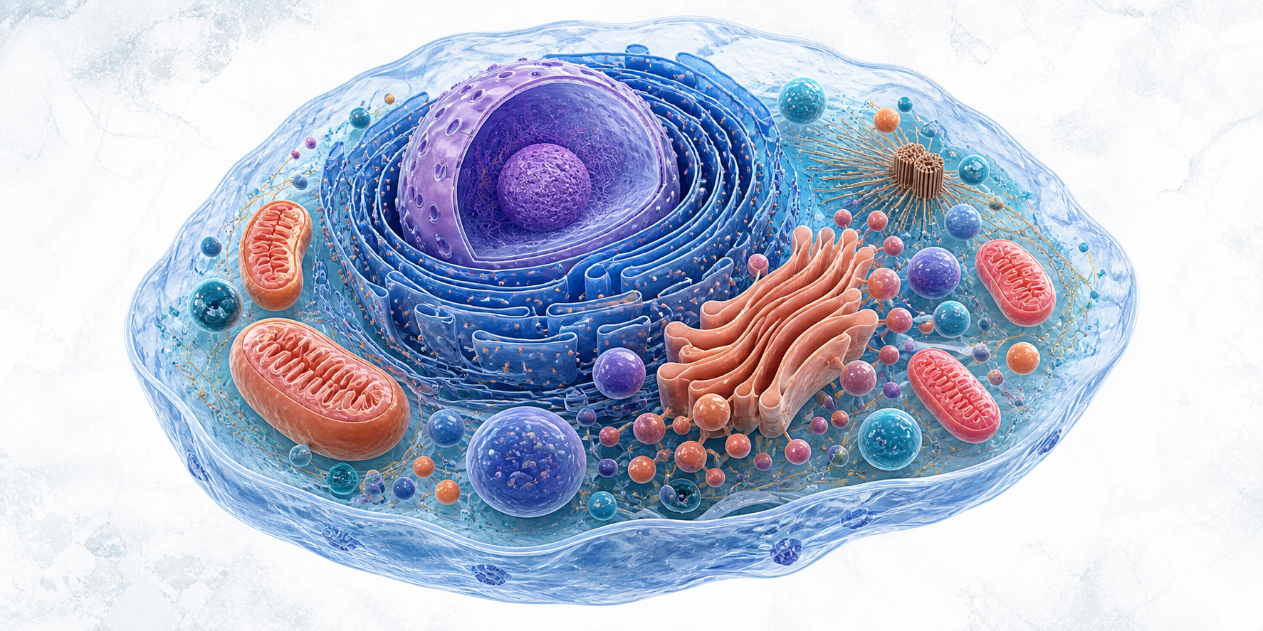 Scientific illustration of cellular architecture