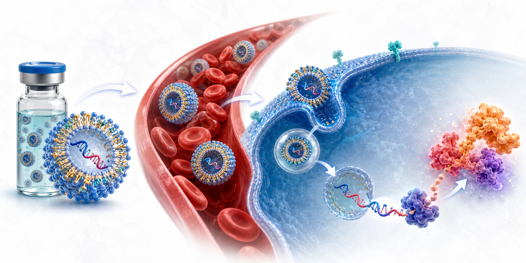 Scientific figure showing RNA therapeutic delivery